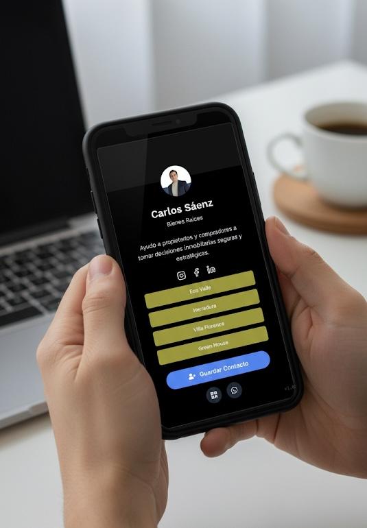 Illustration of a person sharing their profile via a phone.